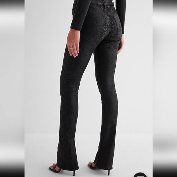 ✨️Final Price✨️Express Sz 6 Mid-Rise Snakeskin Print Metallic Coated Skinny Jean - Picture 5 of 9